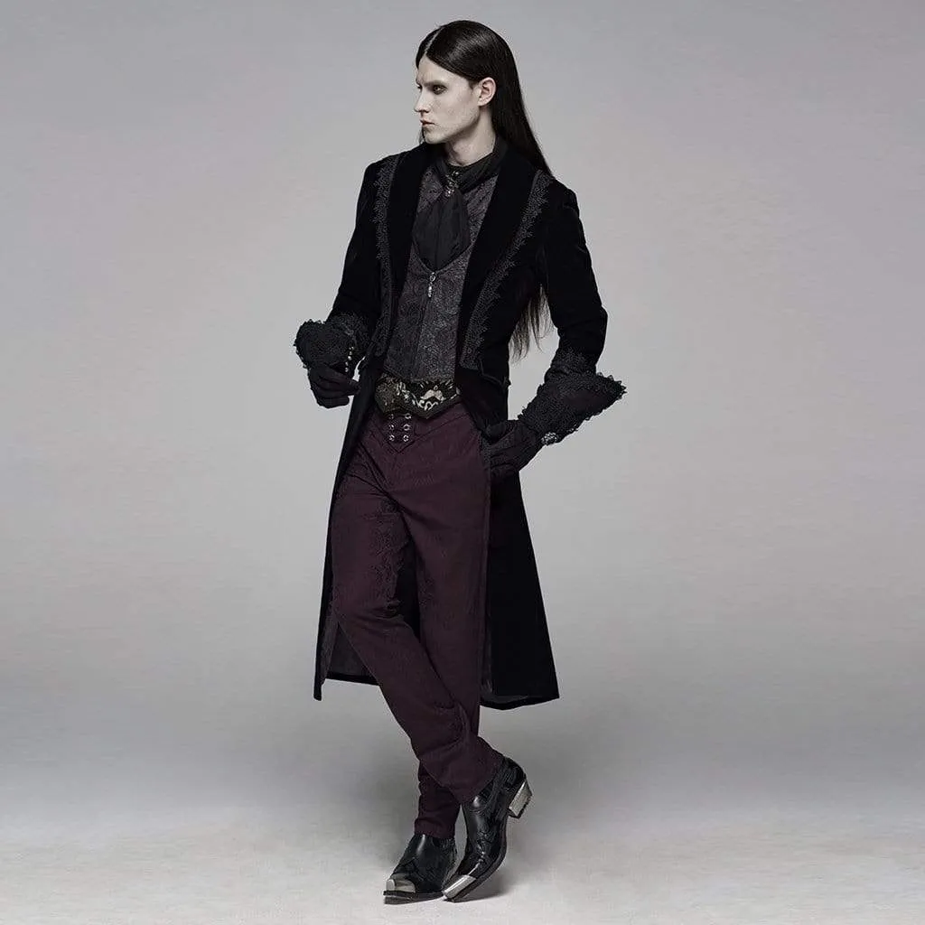 Men's Goth Front Zipper Jacquard Suit Pants