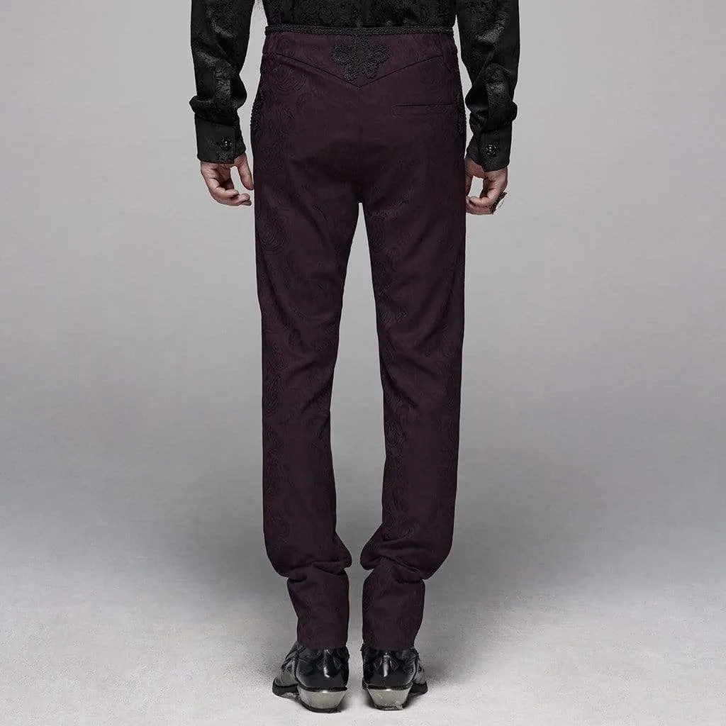 Men's Goth Front Zipper Jacquard Suit Pants