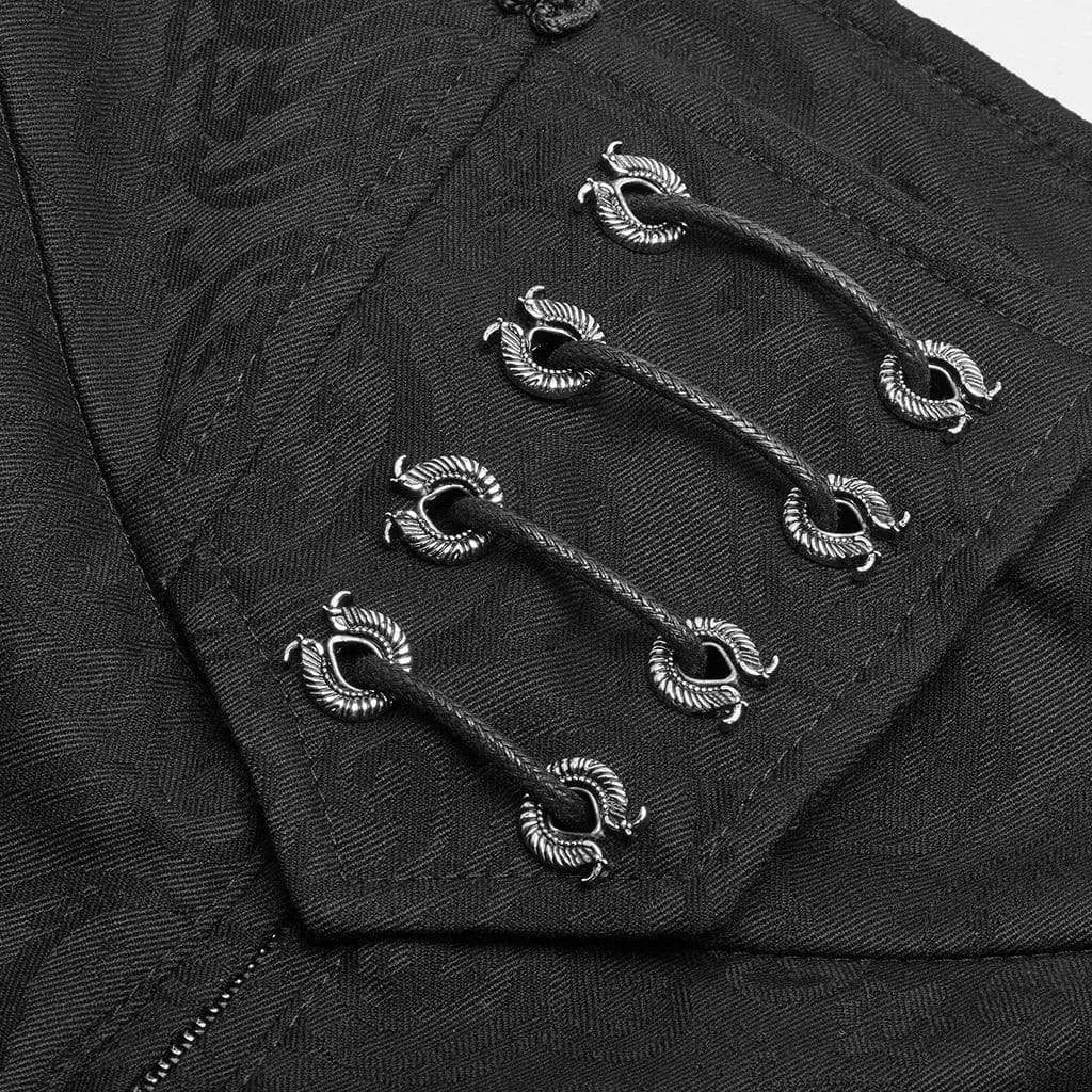 Men's Goth Front Zipper Jacquard Suit Pants