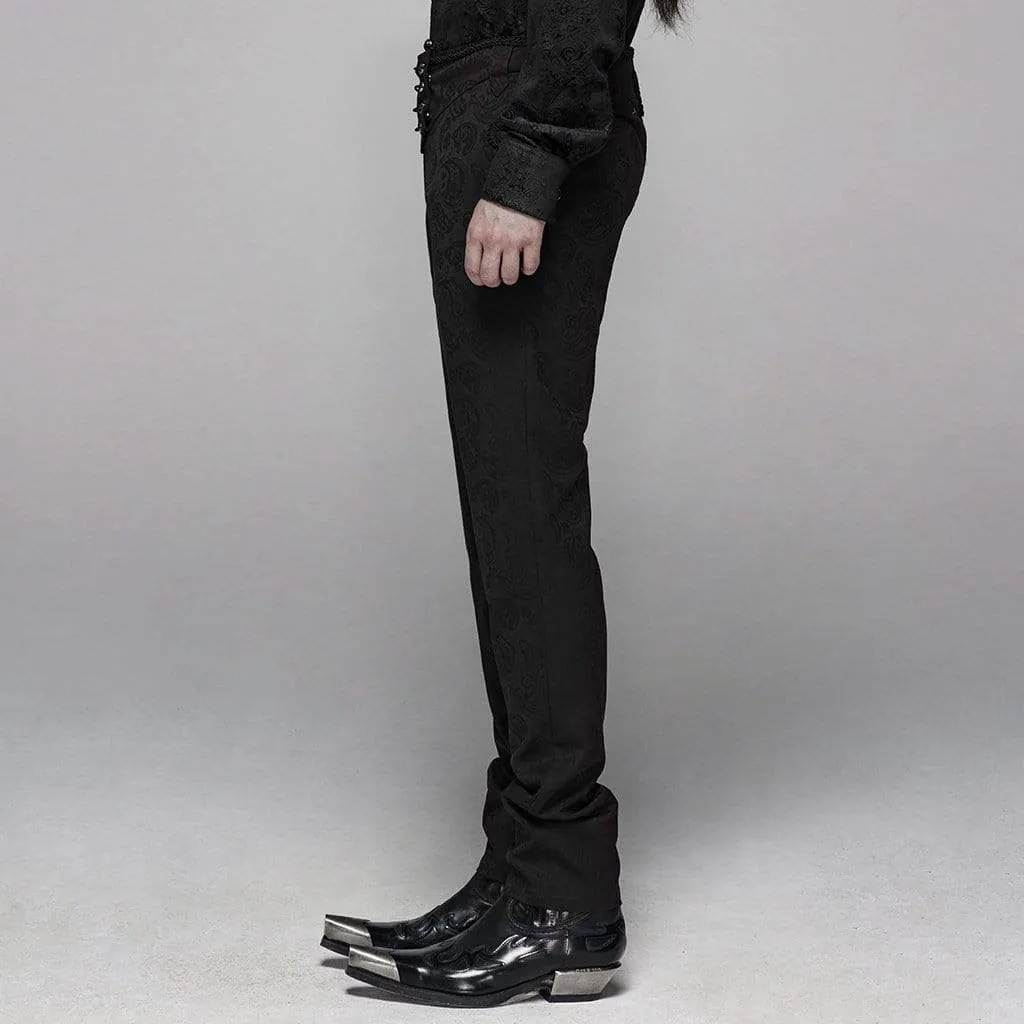 Men's Goth Front Zipper Jacquard Suit Pants