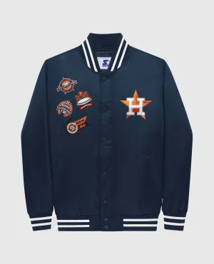 Men's Houston Astros Varsity Satin Full-Snap Jacket In Navy
