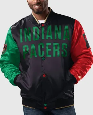 Men's Indiana Pacers History Month Quilted Lining Satin Full-Snap Jacket In Black