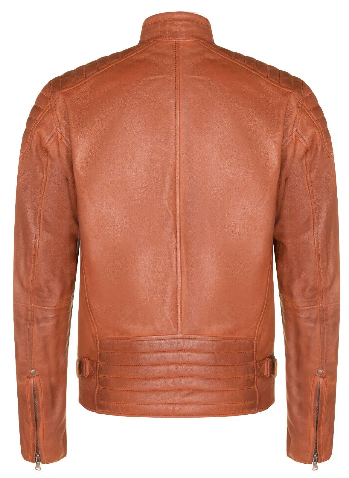 Mens Leather Quilted Biker Jacket - Berlin