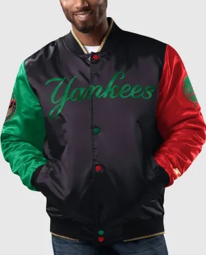 Men's New York Yankees Black History Month Quilted Lining Satin Full-Snap Jacket