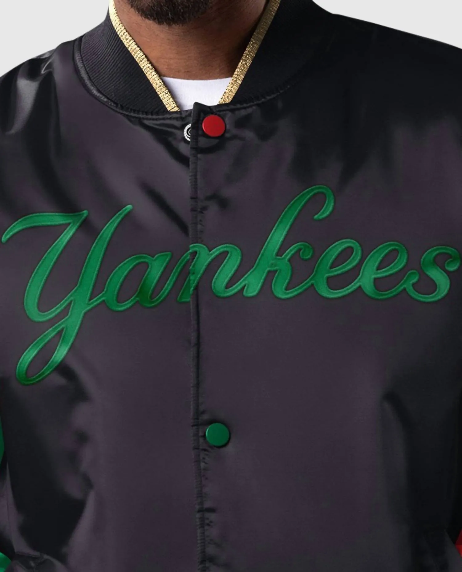 Men's New York Yankees Black History Month Quilted Lining Satin Full-Snap Jacket