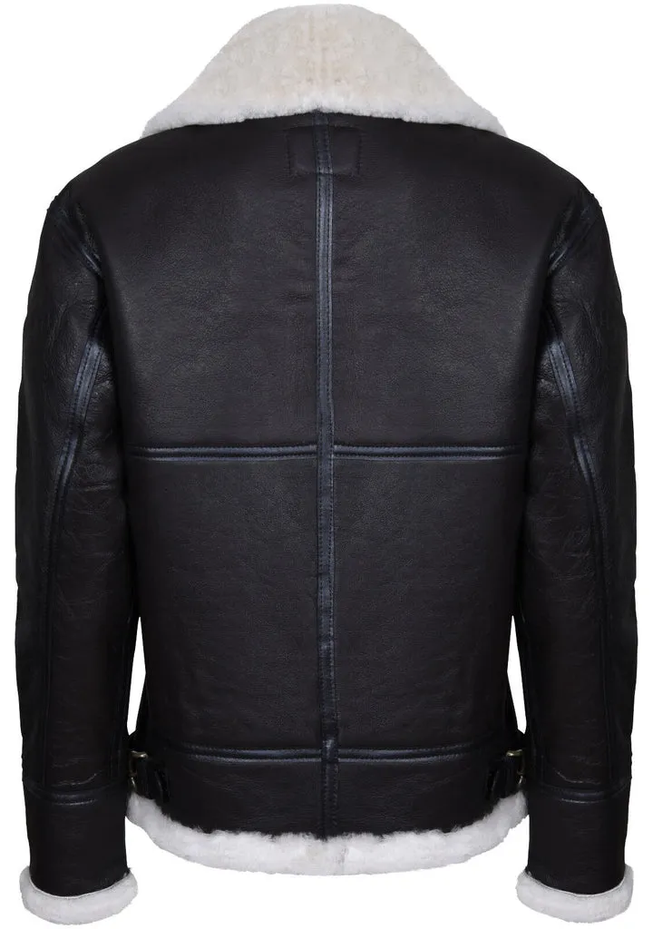 Men's Pilot B3 Flying Shearling Sheepskin WWII Bomber Aviator Jacket