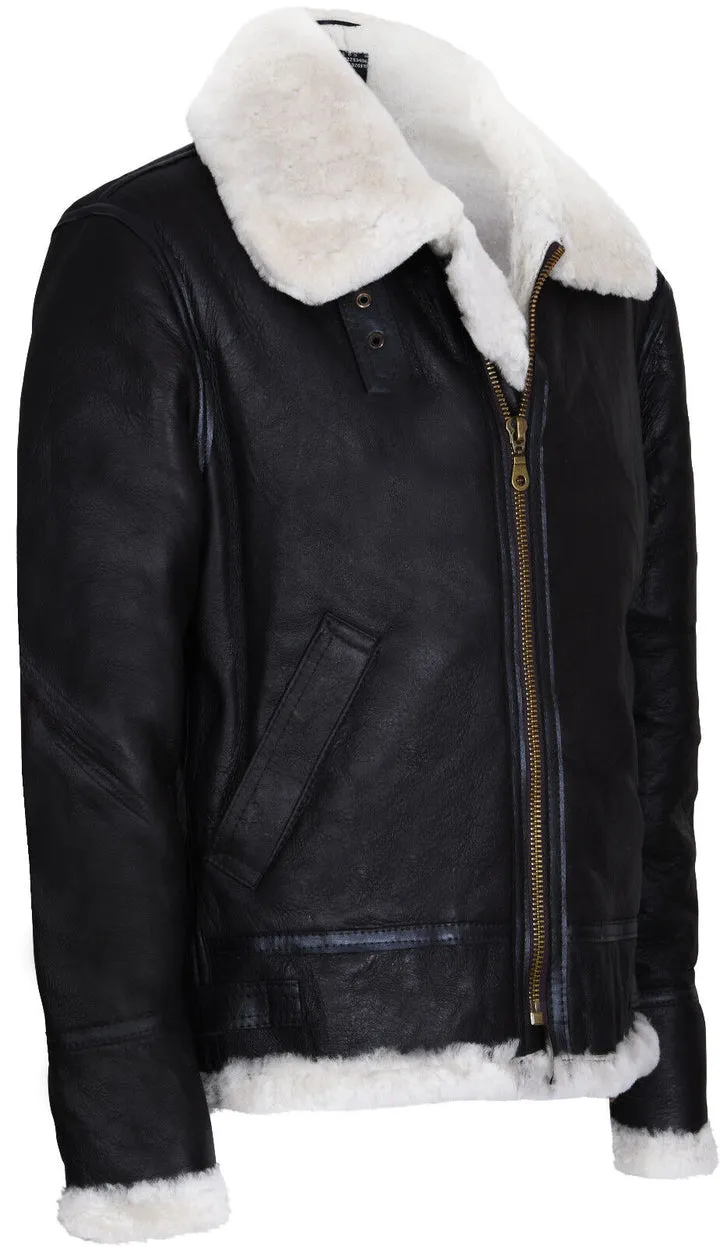 Men's Pilot B3 Flying Shearling Sheepskin WWII Bomber Aviator Jacket