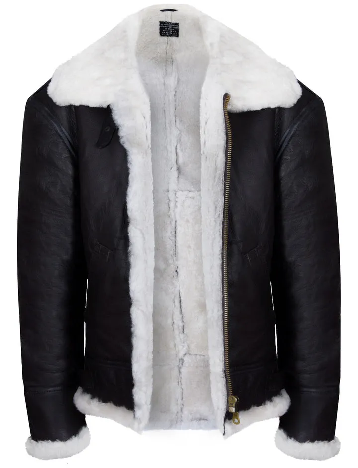 Men's Pilot B3 Flying Shearling Sheepskin WWII Bomber Aviator Jacket