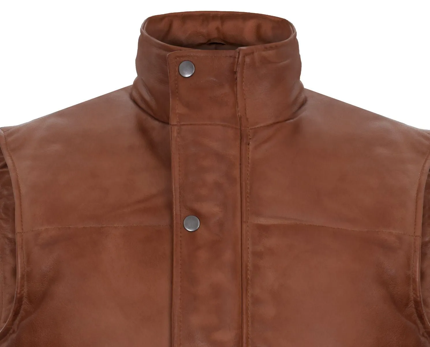 Mens Puffer Warmer Waistcoat Sleeveless Padded Leather Jacket