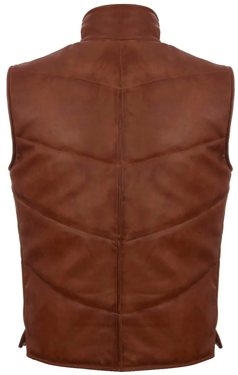 Mens Puffer Warmer Waistcoat Sleeveless Padded Leather Jacket
