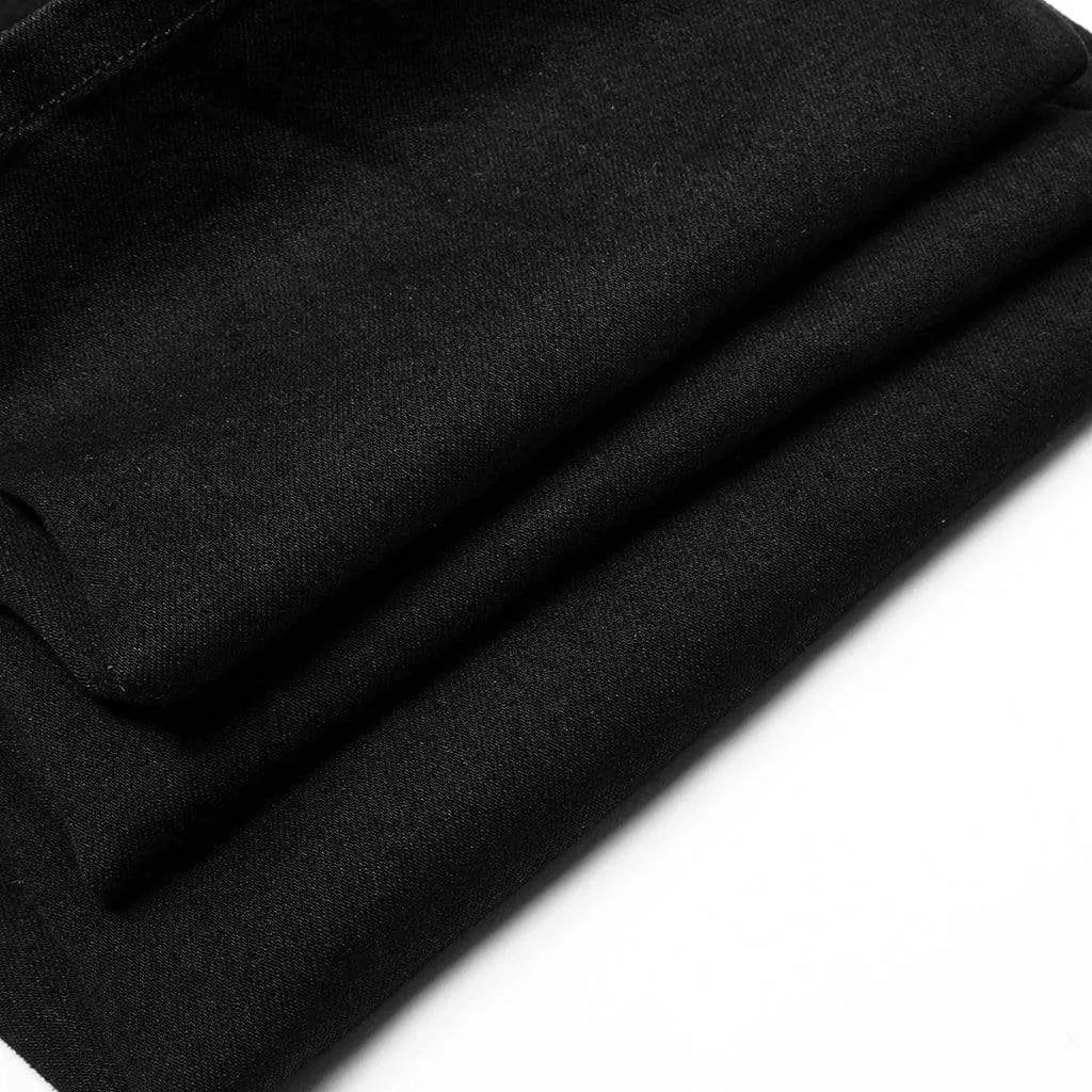 Men's Punk Ripped Cross Black Pants