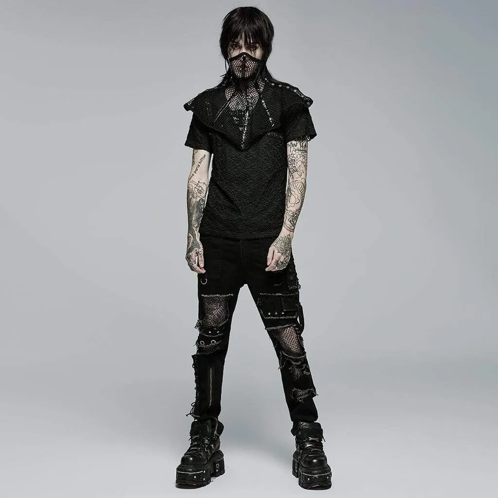 Men's Punk Strappy Splice Cutout Pants