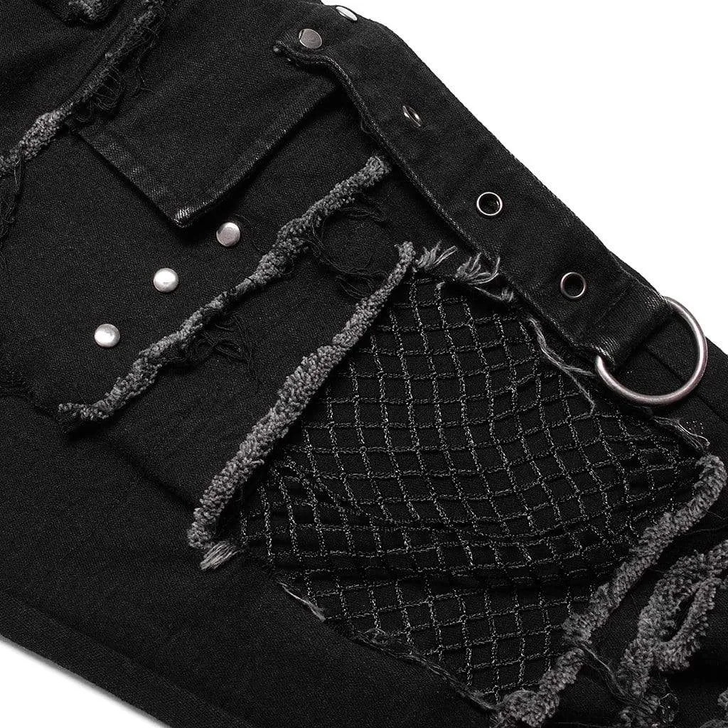 Men's Punk Strappy Splice Cutout Pants