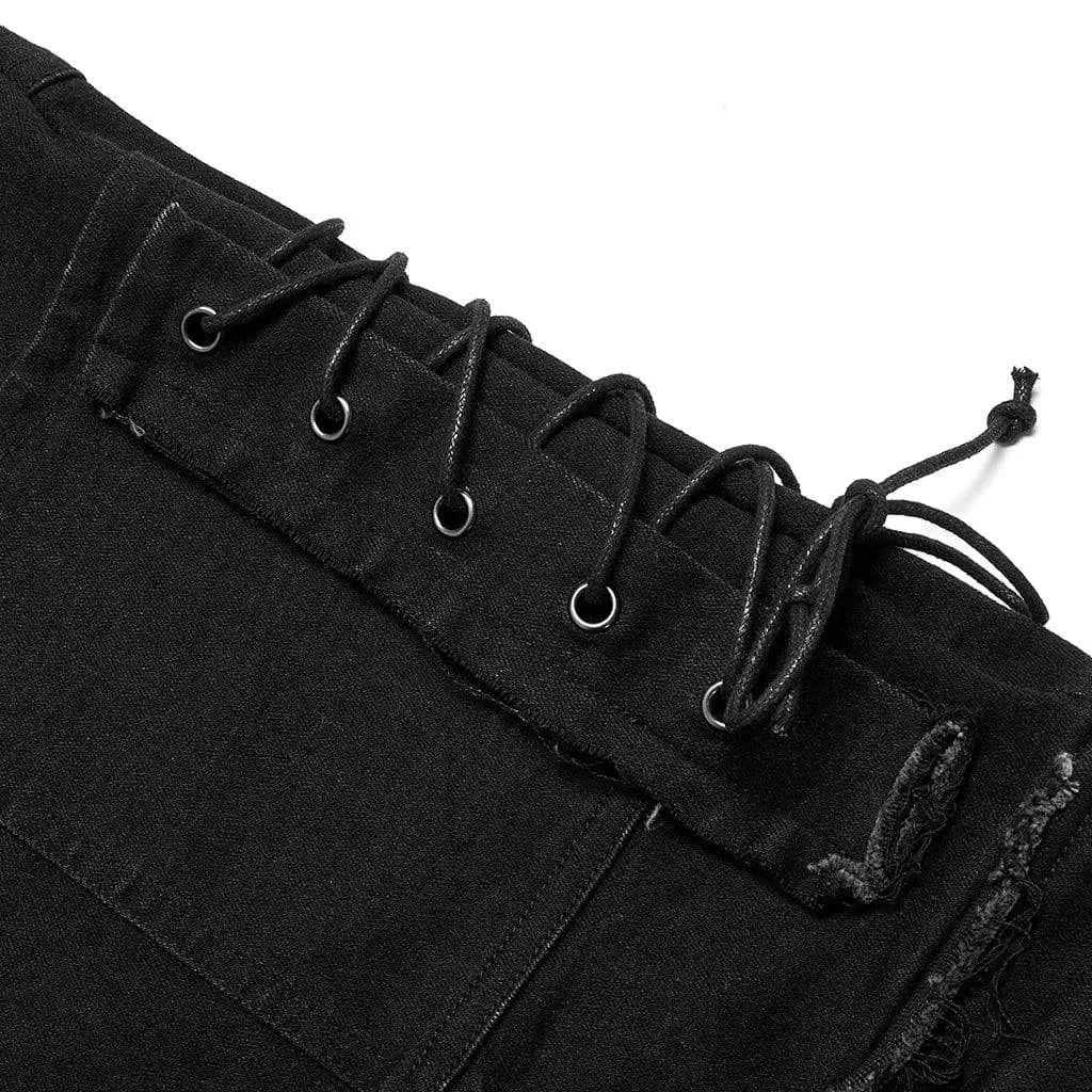 Men's Punk Strappy Splice Cutout Pants