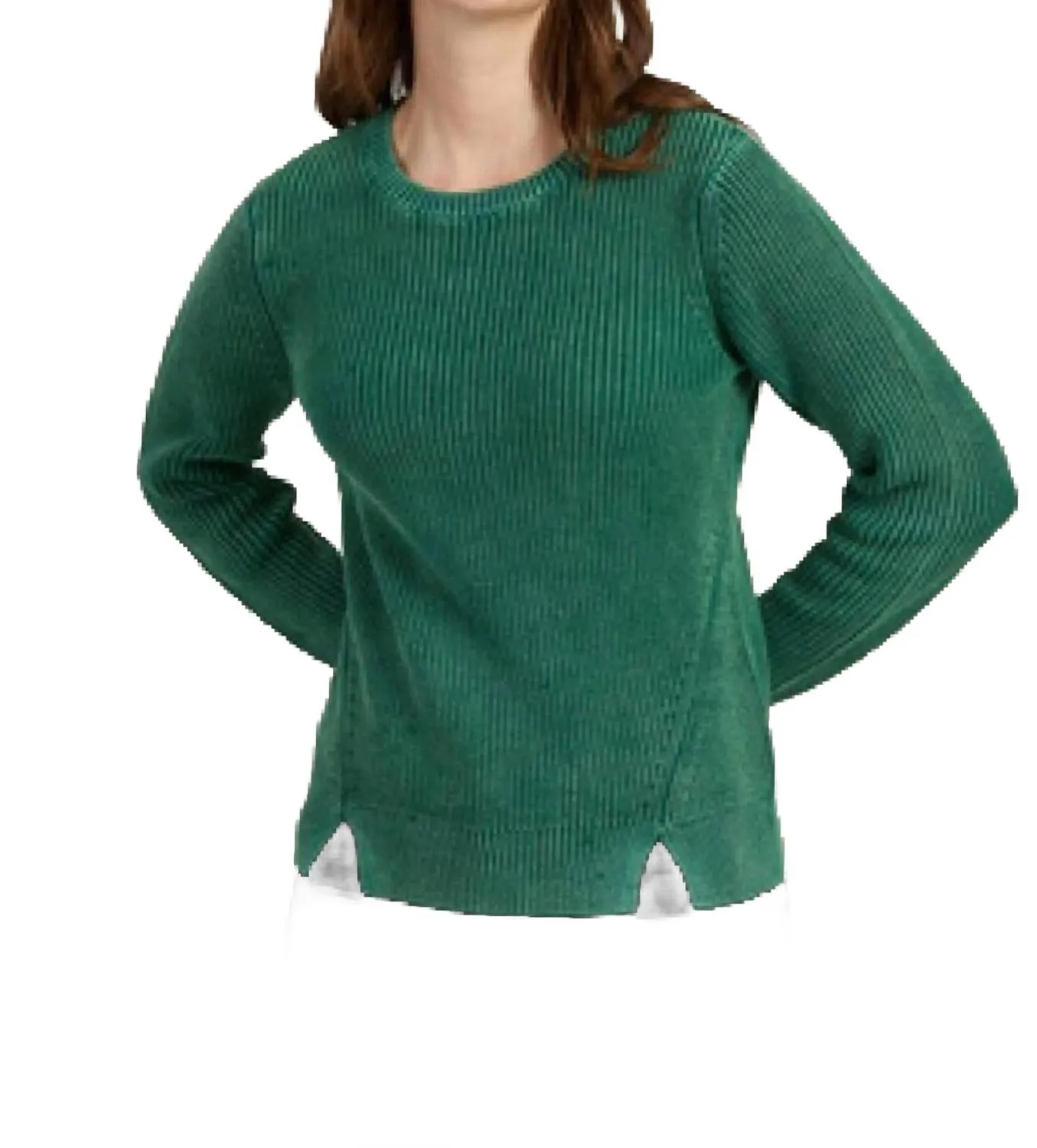 Mineral Wash Shaker Sweater In Dark Kelly