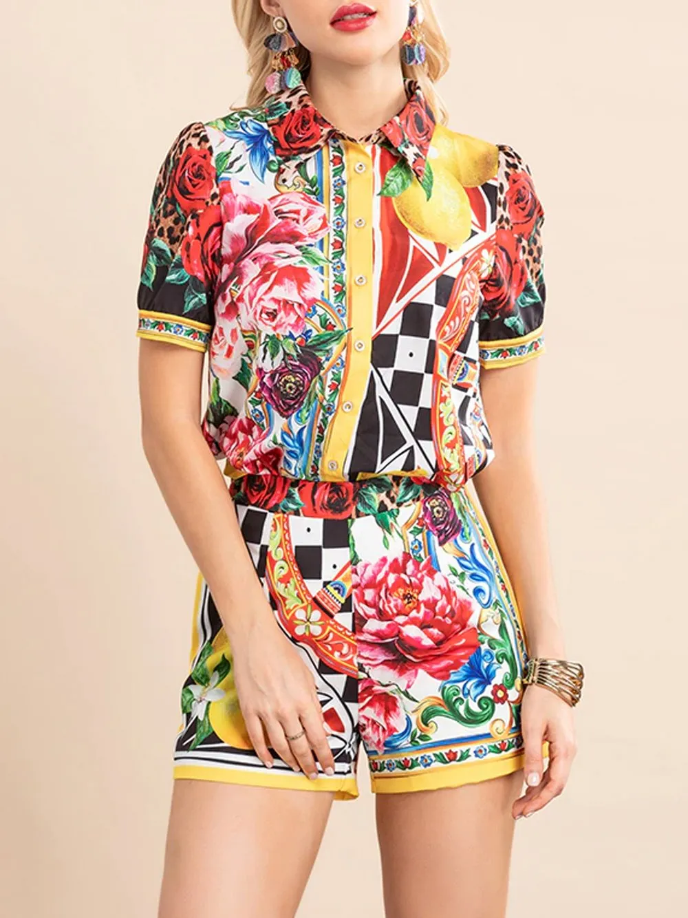 NADETTE Blouse & Shorts Set