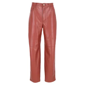 Nanushka Straight Leg Pants in Brown Polyester