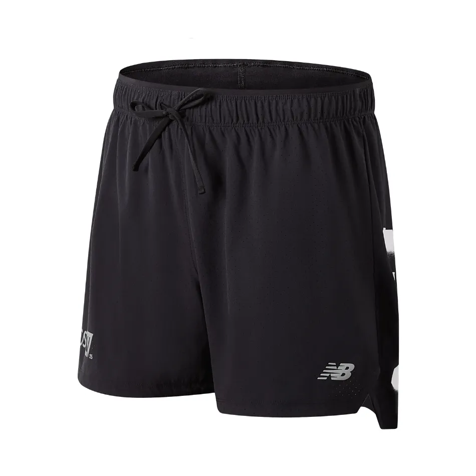 New Balance Men's 5" London Edition Graphic RC Running Short in Black SS25