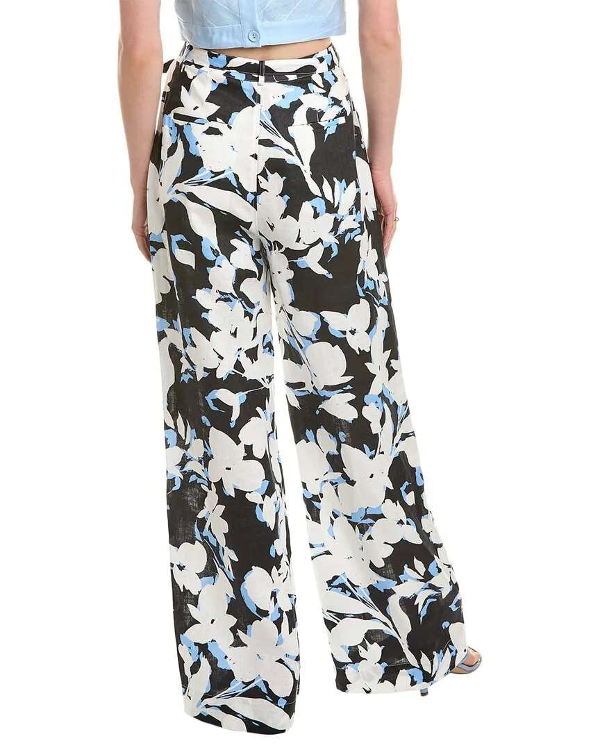 Nicholas Calista Belted Wide Leg Linen-Blend Pant