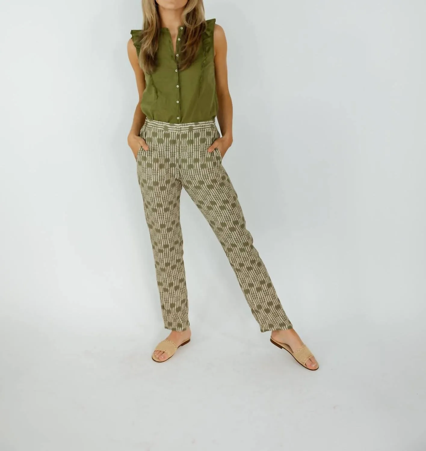 Paola Woven Pant In Green