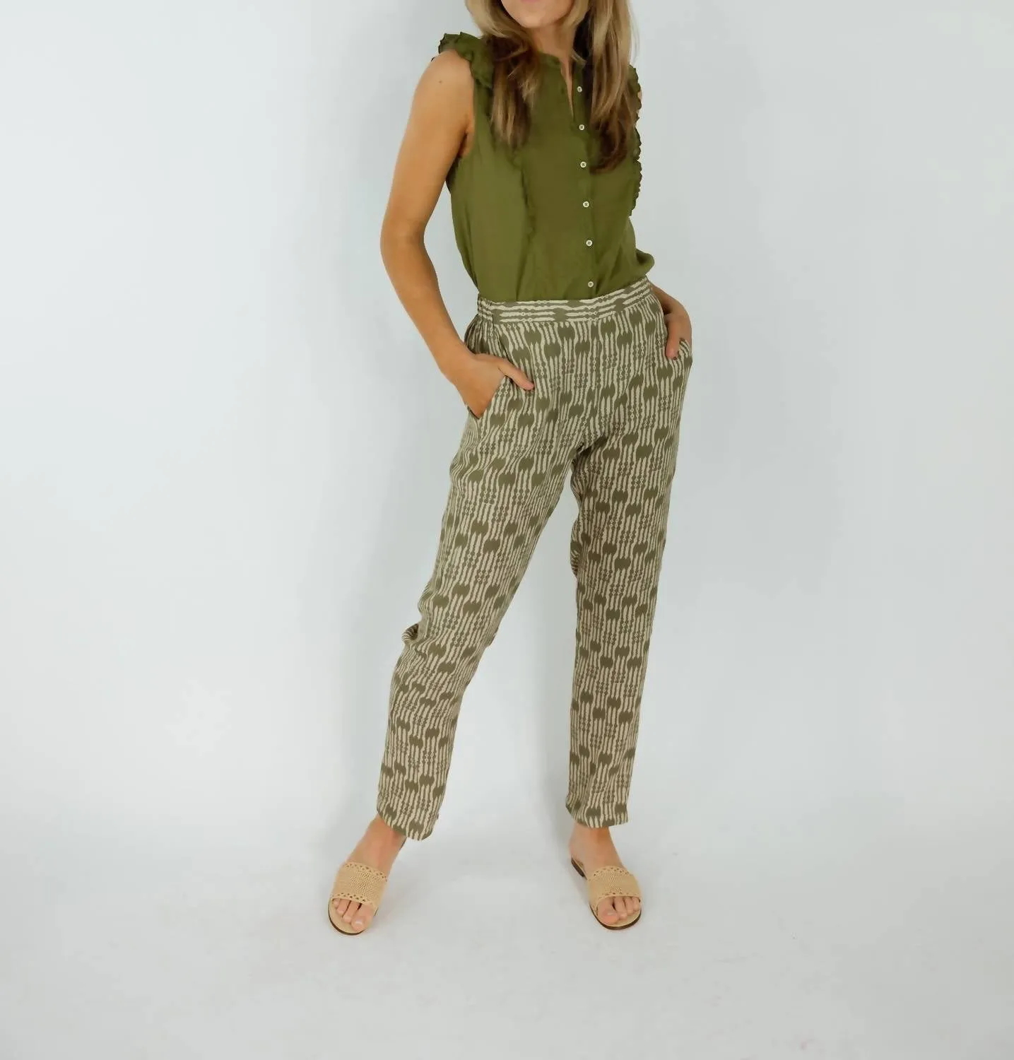 Paola Woven Pant In Green