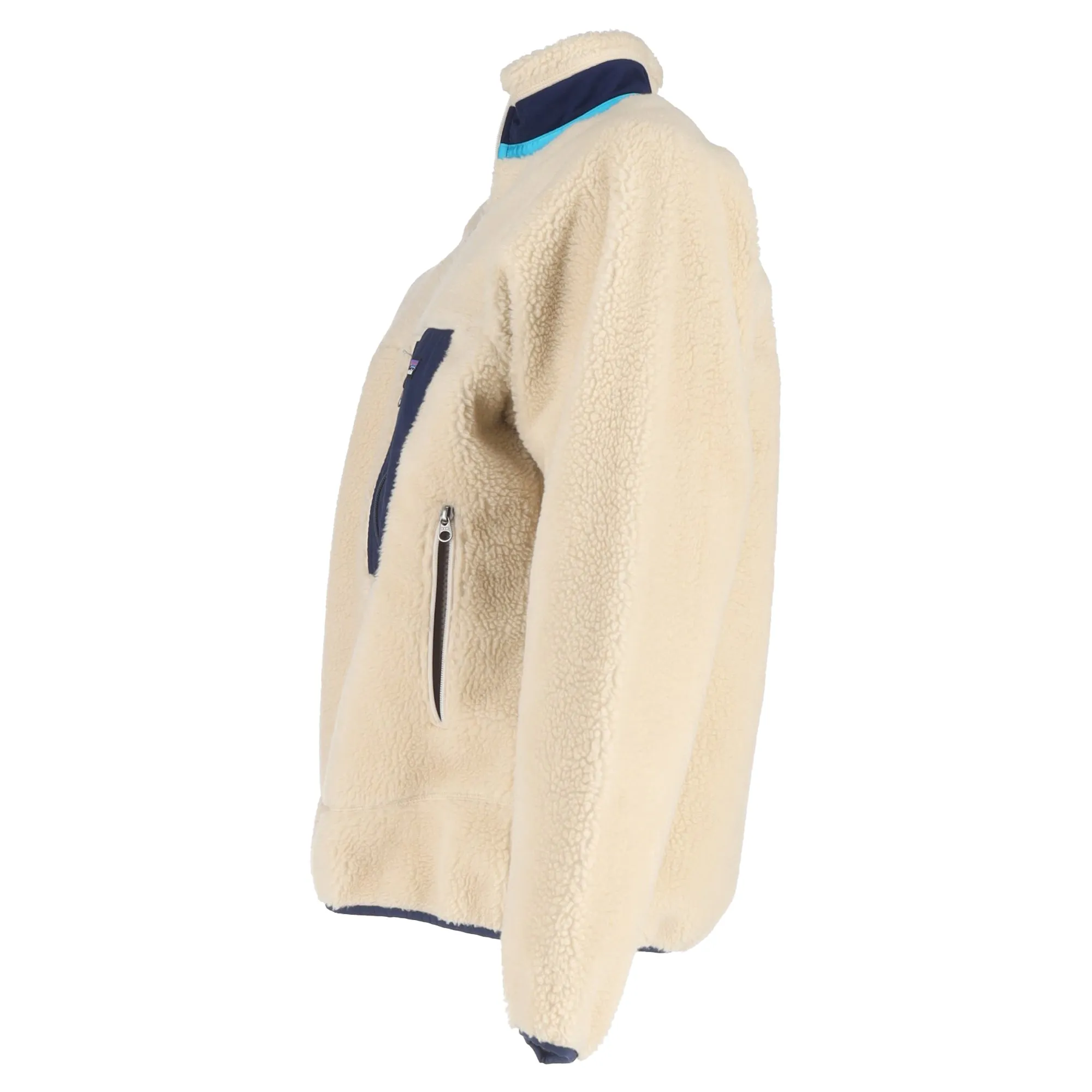 Patagonia Zip-Up Shearling Jacket in White Recycled Polyester