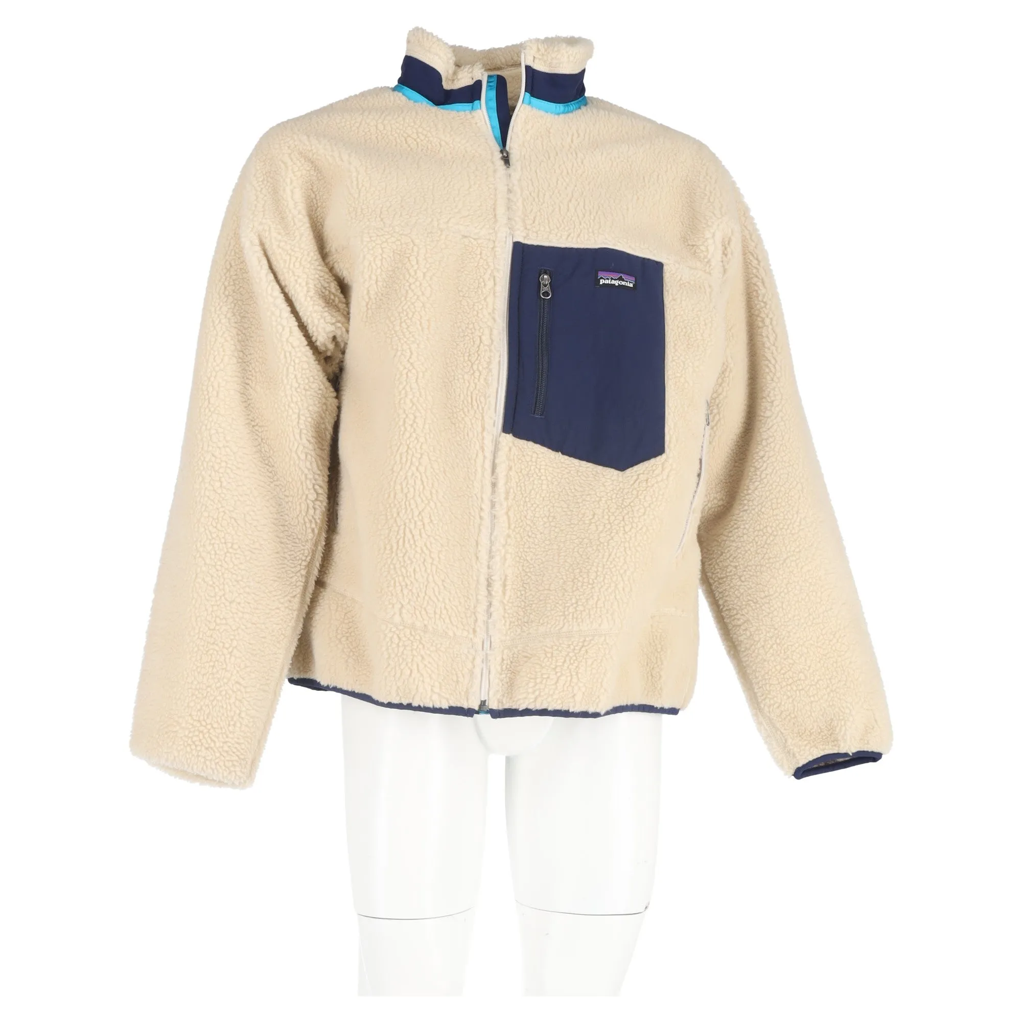 Patagonia Zip-Up Shearling Jacket in White Recycled Polyester