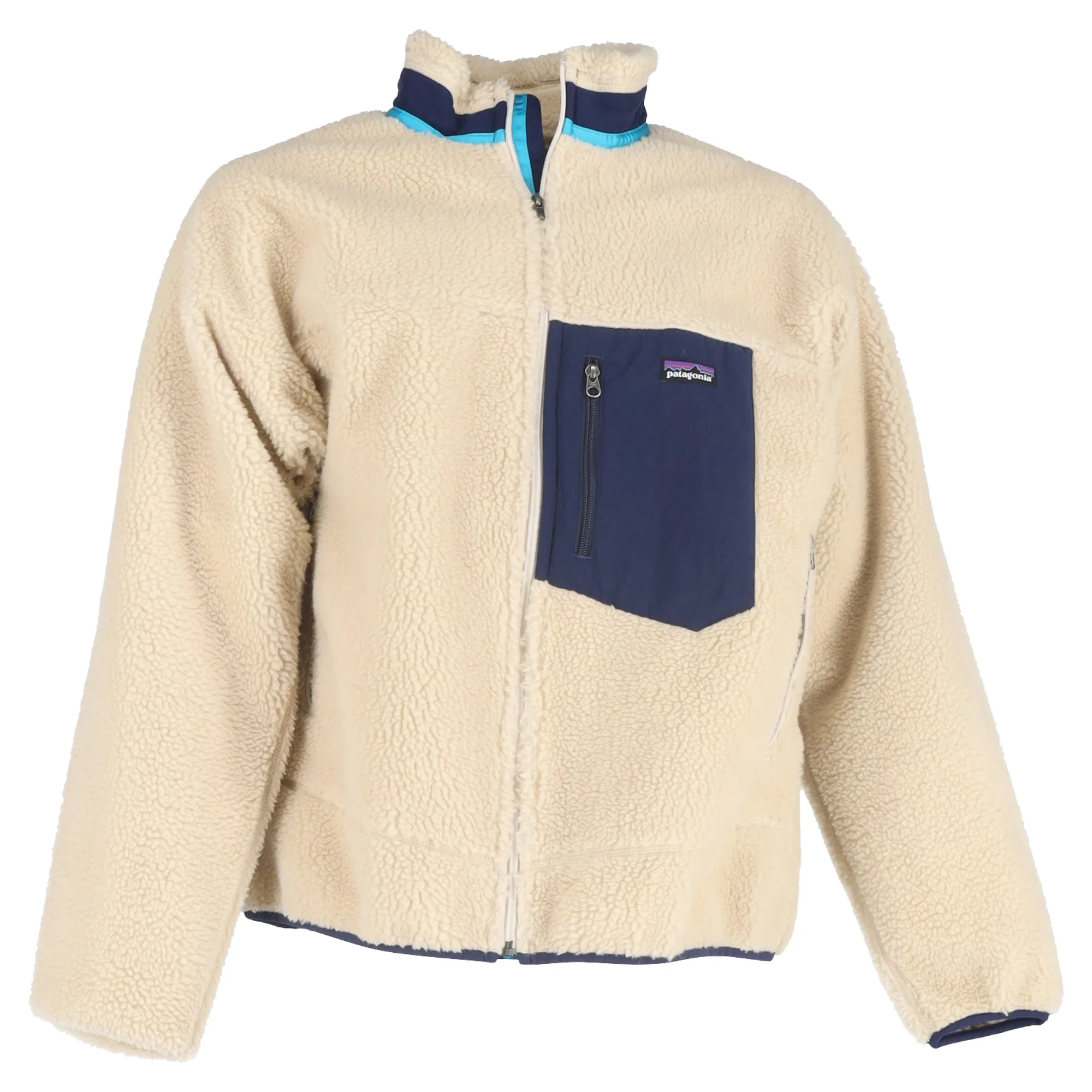 Patagonia Zip-Up Shearling Jacket in White Recycled Polyester