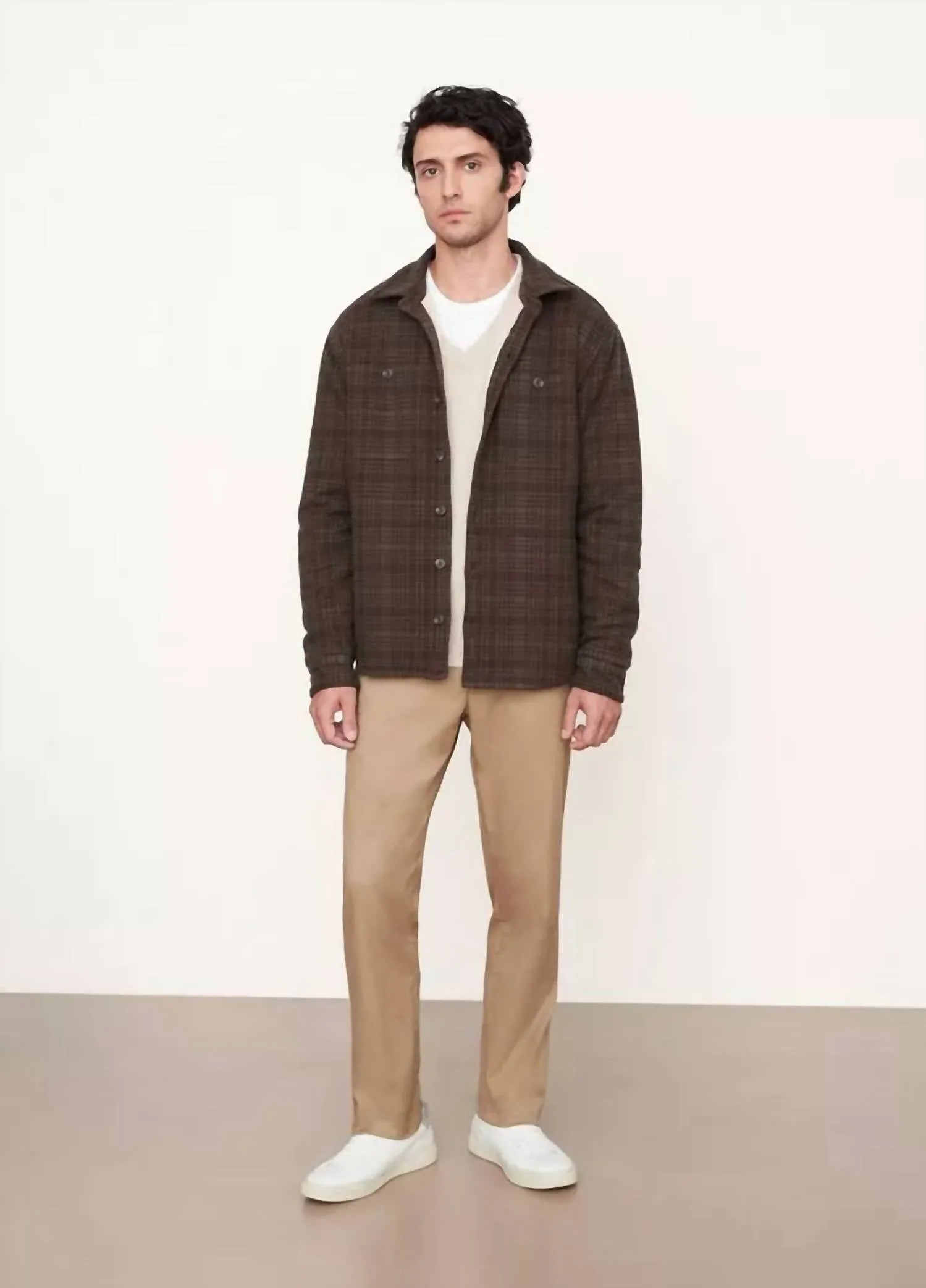 Plaid Sherpa Shirt Jacket In Frog/wet Cedar
