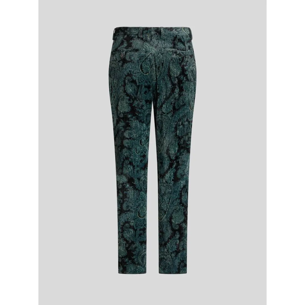 PRINTED RIBBED VELVET TROUSERS