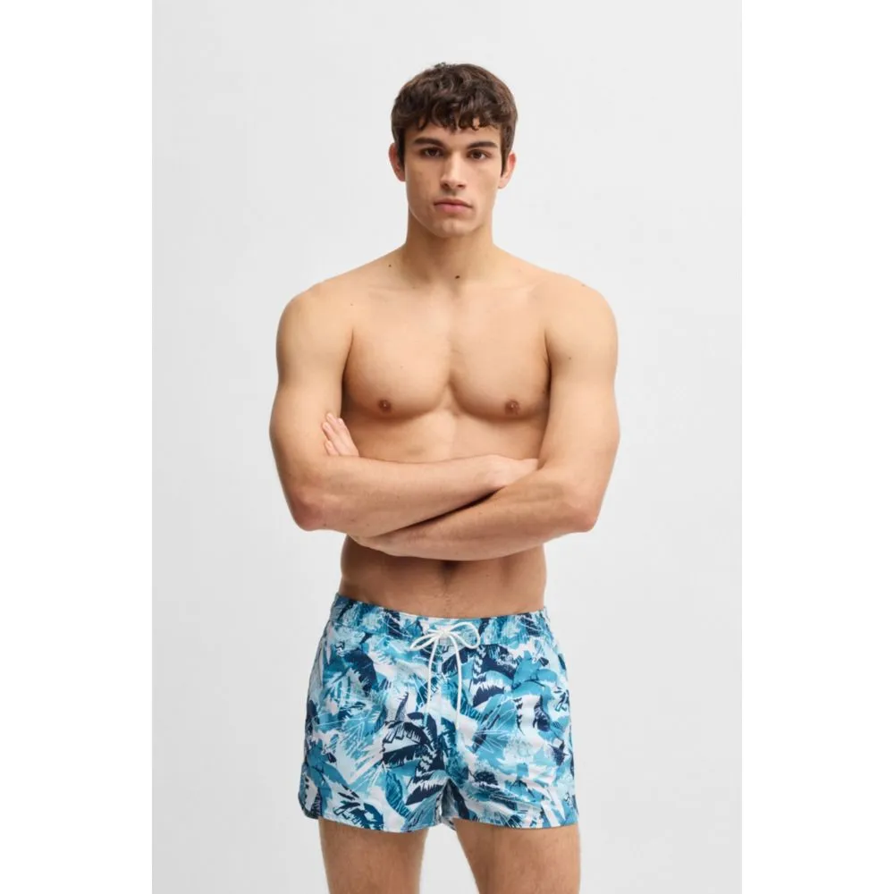 Printed swim shorts with logo detail