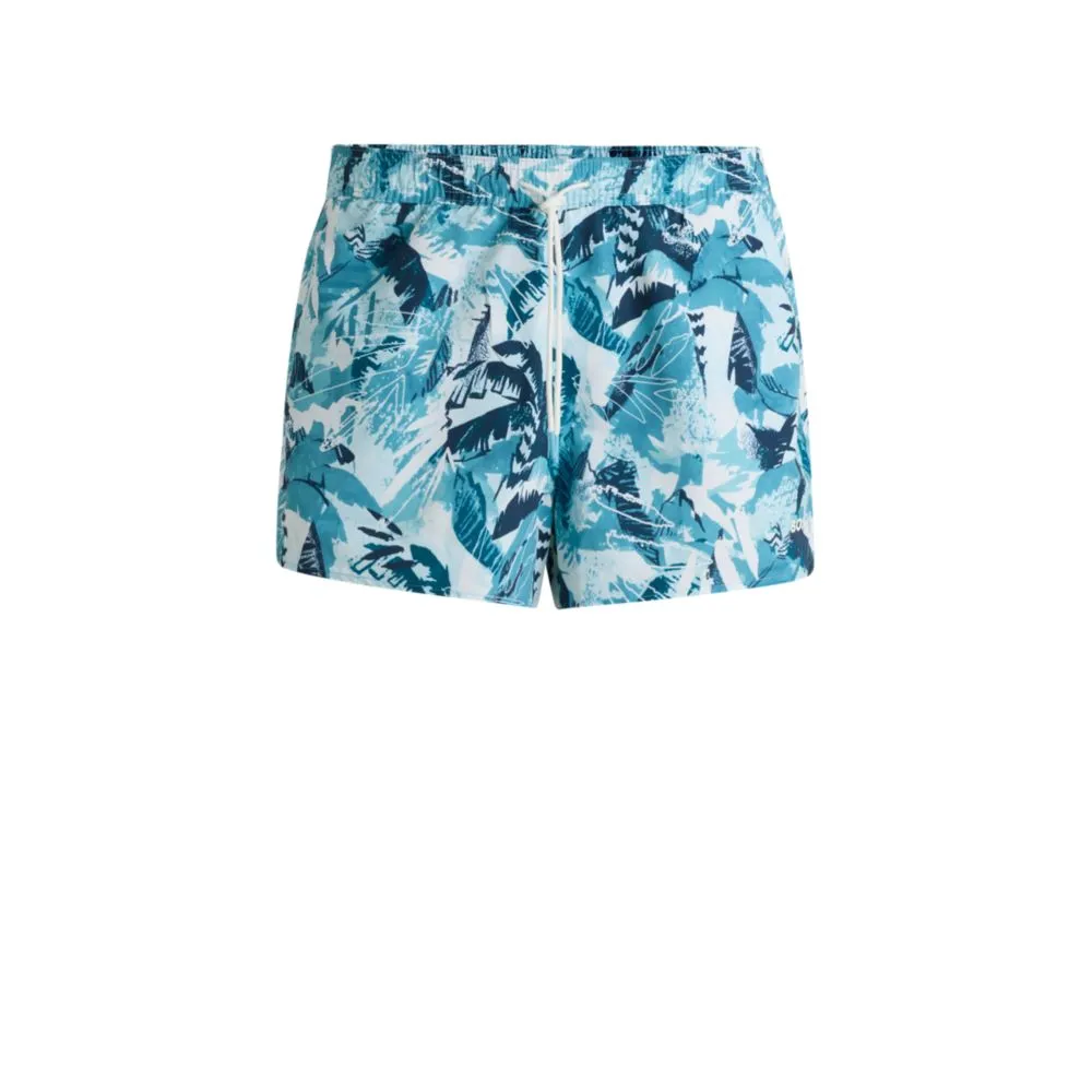 Printed swim shorts with logo detail