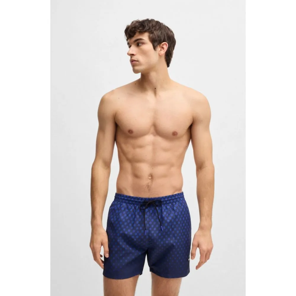 Printed swim shorts with logo detail