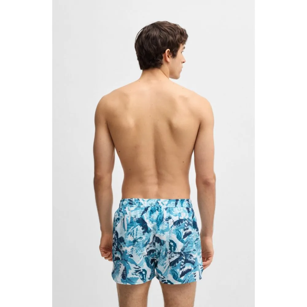 Printed swim shorts with logo detail