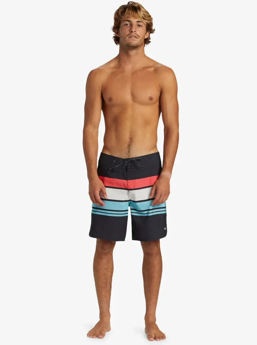 Quiksilver Everyday Board Shorts Men's 32 Black Striped 19" Swimwear ERK345 (Black,Regular,32)