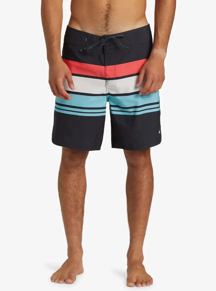 Quiksilver Everyday Board Shorts Men's 32 Black Striped 19" Swimwear ERK345 (Black,Regular,32)
