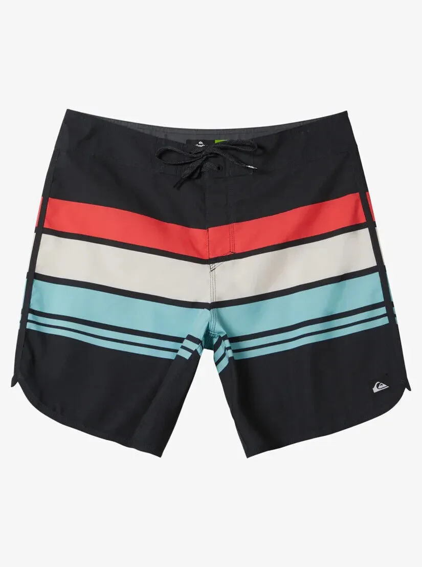 Quiksilver Everyday Board Shorts Men's 32 Black Striped 19" Swimwear ERK345 (Black,Regular,32)
