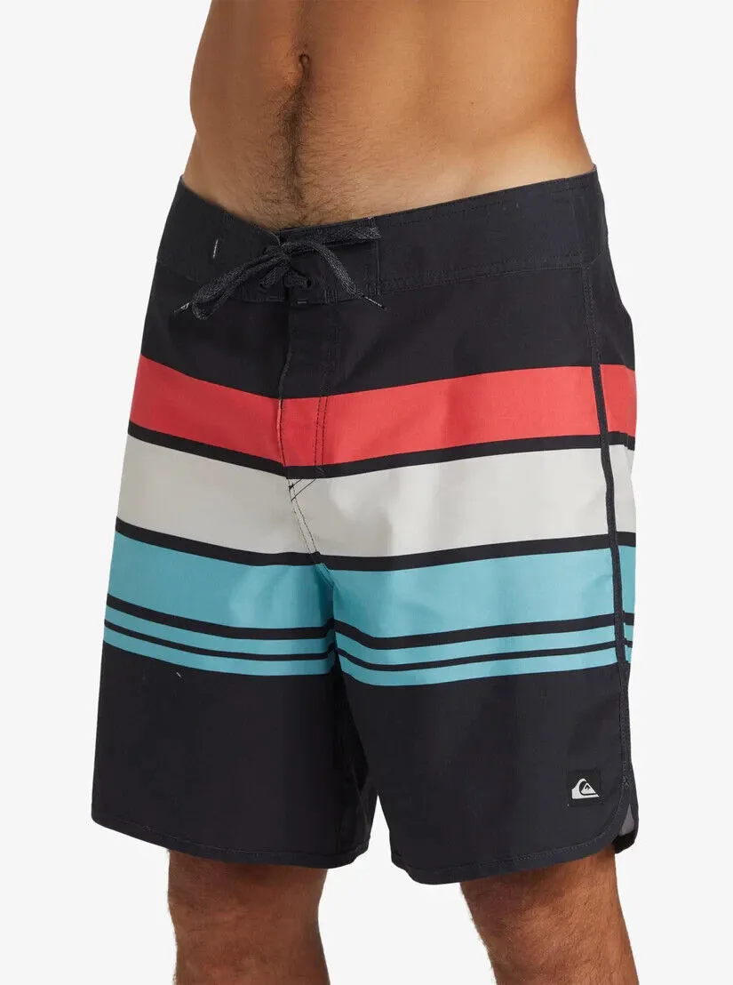 Quiksilver Everyday Board Shorts Men's 32 Black Striped 19" Swimwear ERK345 (Black,Regular,32)