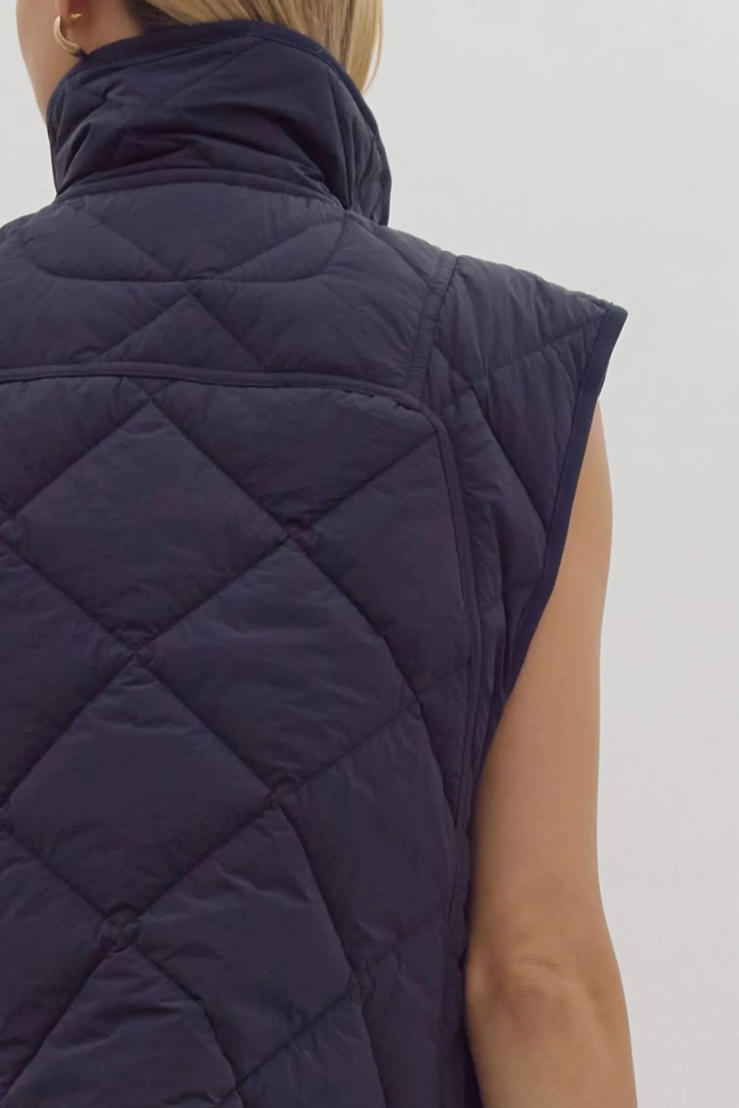 Quilted Vest In Dark Navy