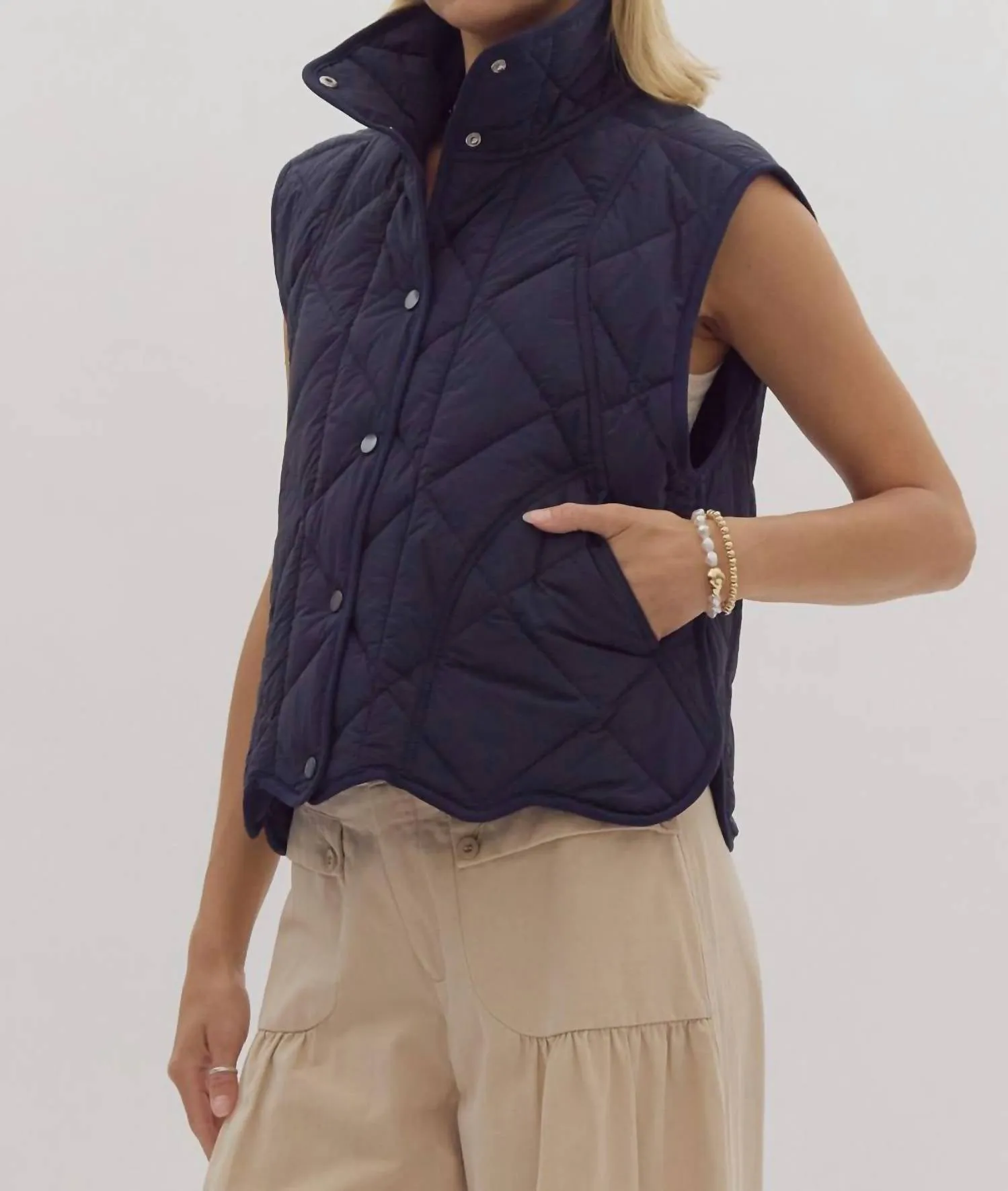 Quilted Vest In Dark Navy