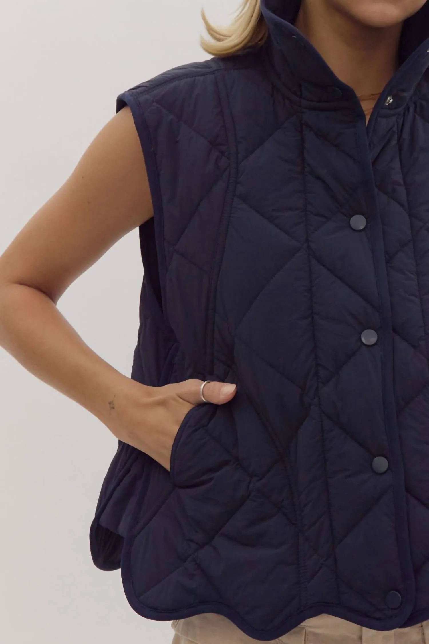 Quilted Vest In Dark Navy