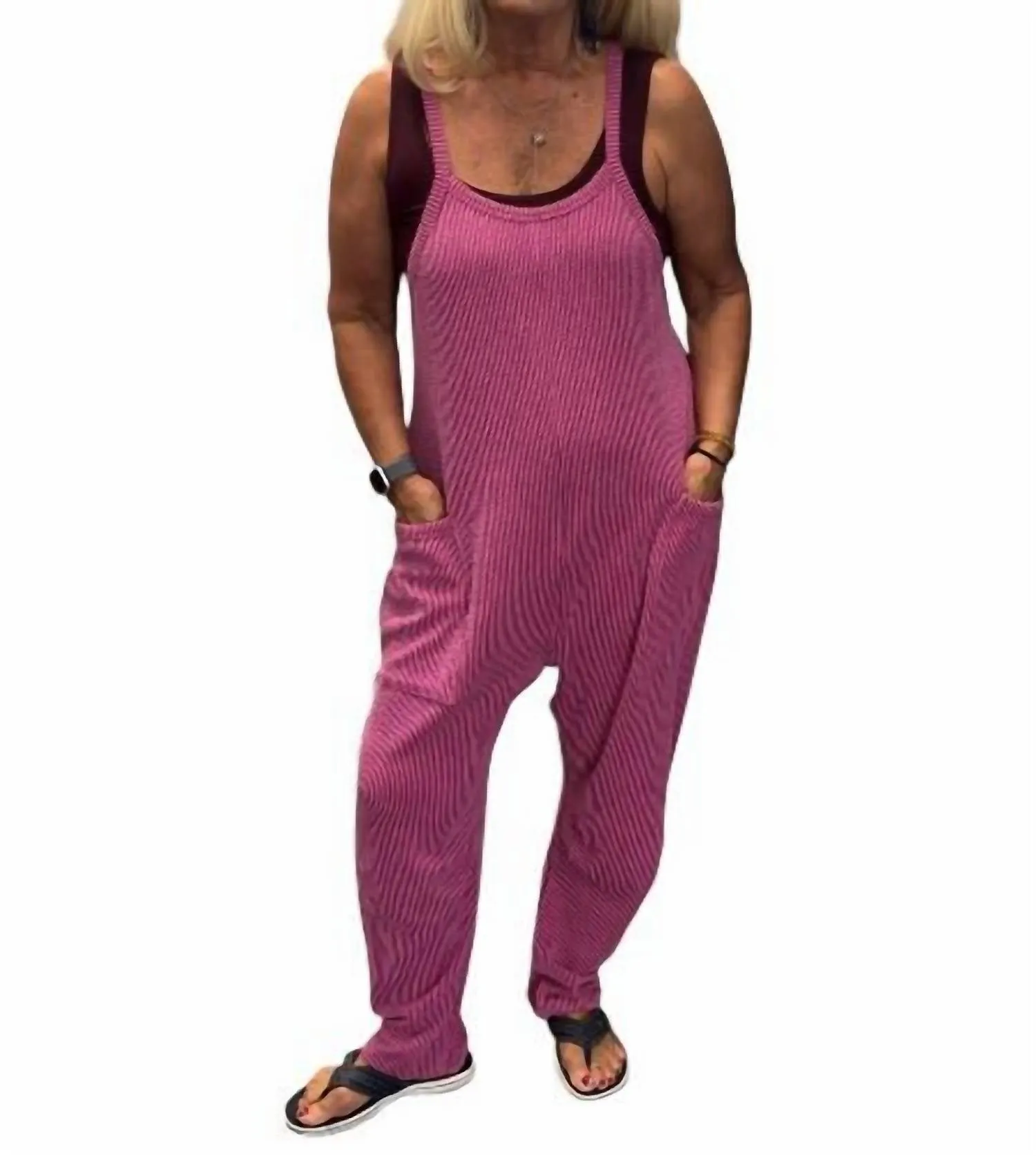 Ribbed Jumpsuit In Fuchsia