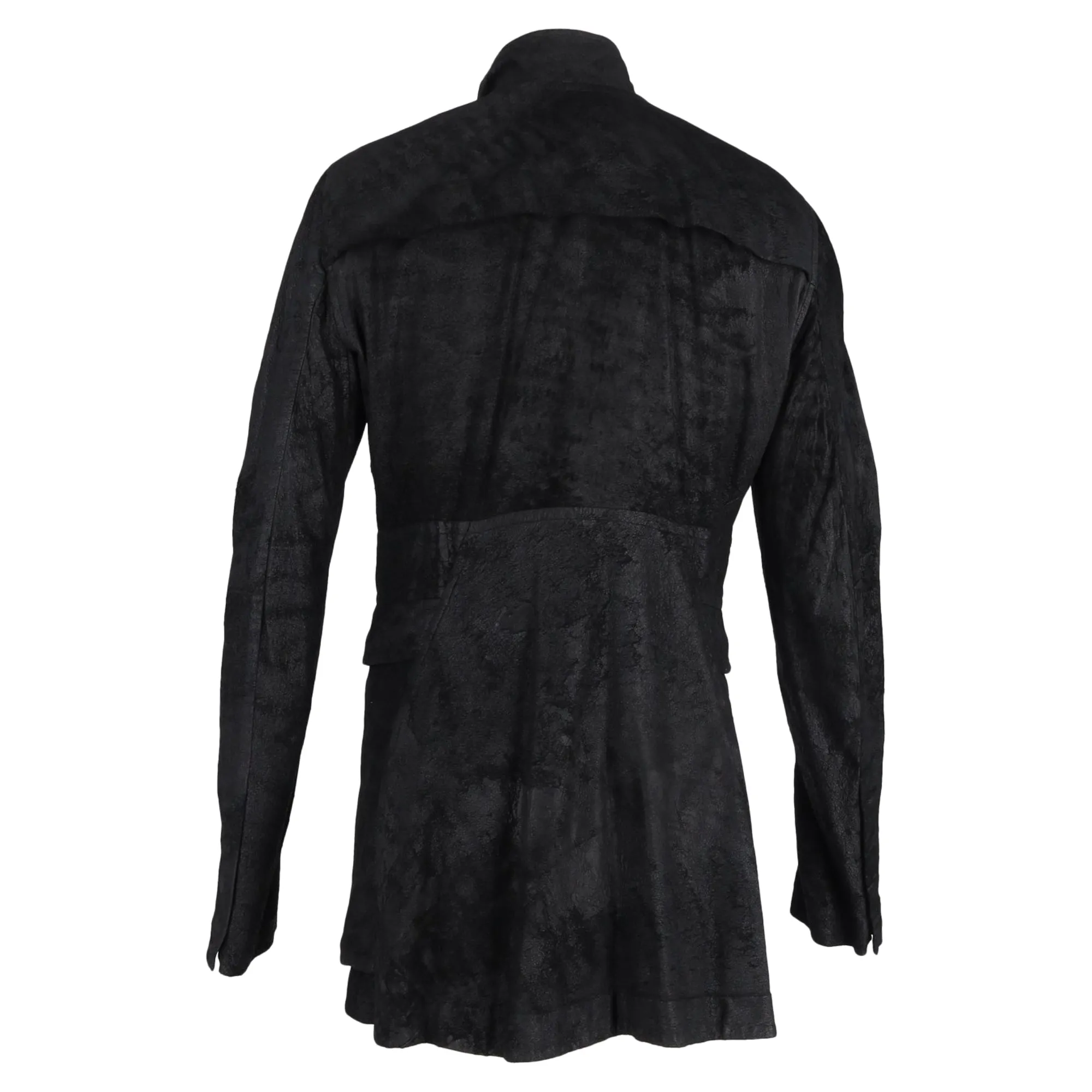 Rick Owens DRKSHDW Zipped Jacket with Pockets in Black Blistered Lamb Leather