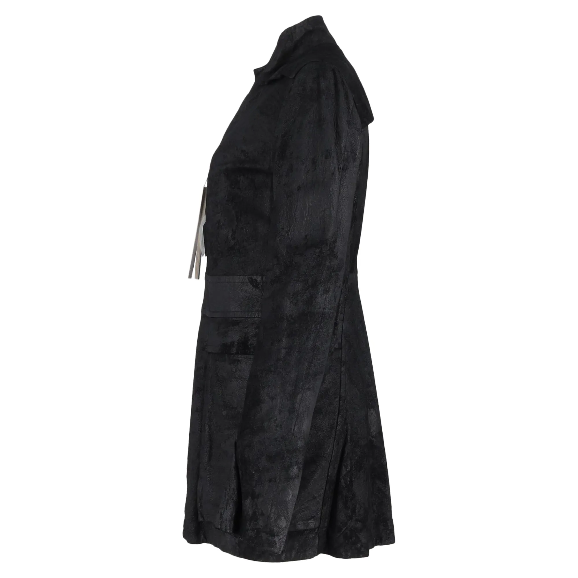 Rick Owens DRKSHDW Zipped Jacket with Pockets in Black Blistered Lamb Leather