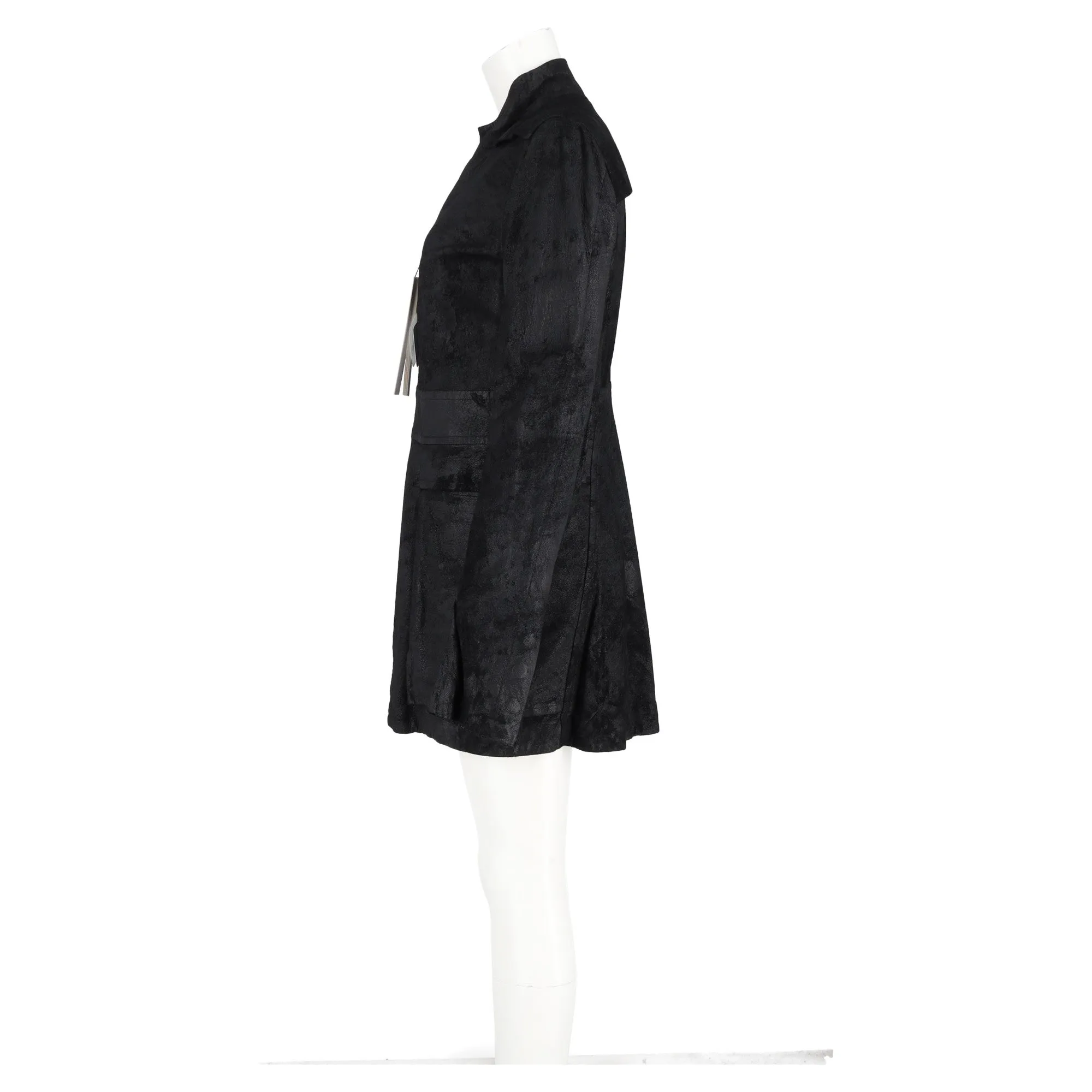 Rick Owens DRKSHDW Zipped Jacket with Pockets in Black Blistered Lamb Leather