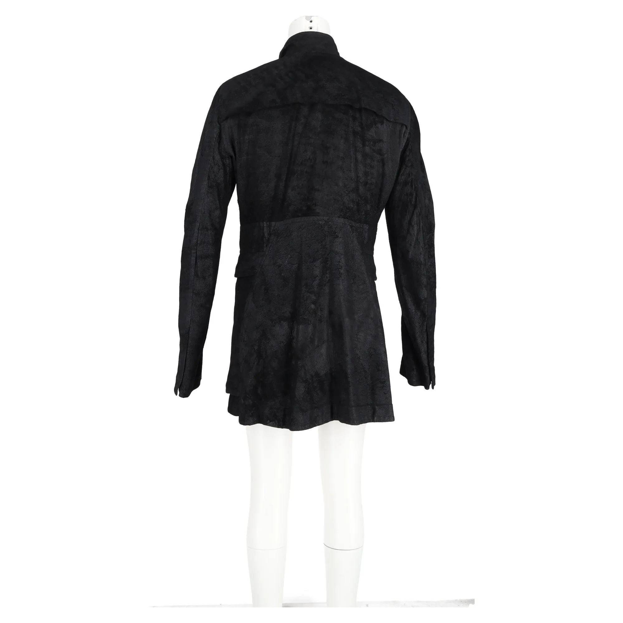 Rick Owens DRKSHDW Zipped Jacket with Pockets in Black Blistered Lamb Leather