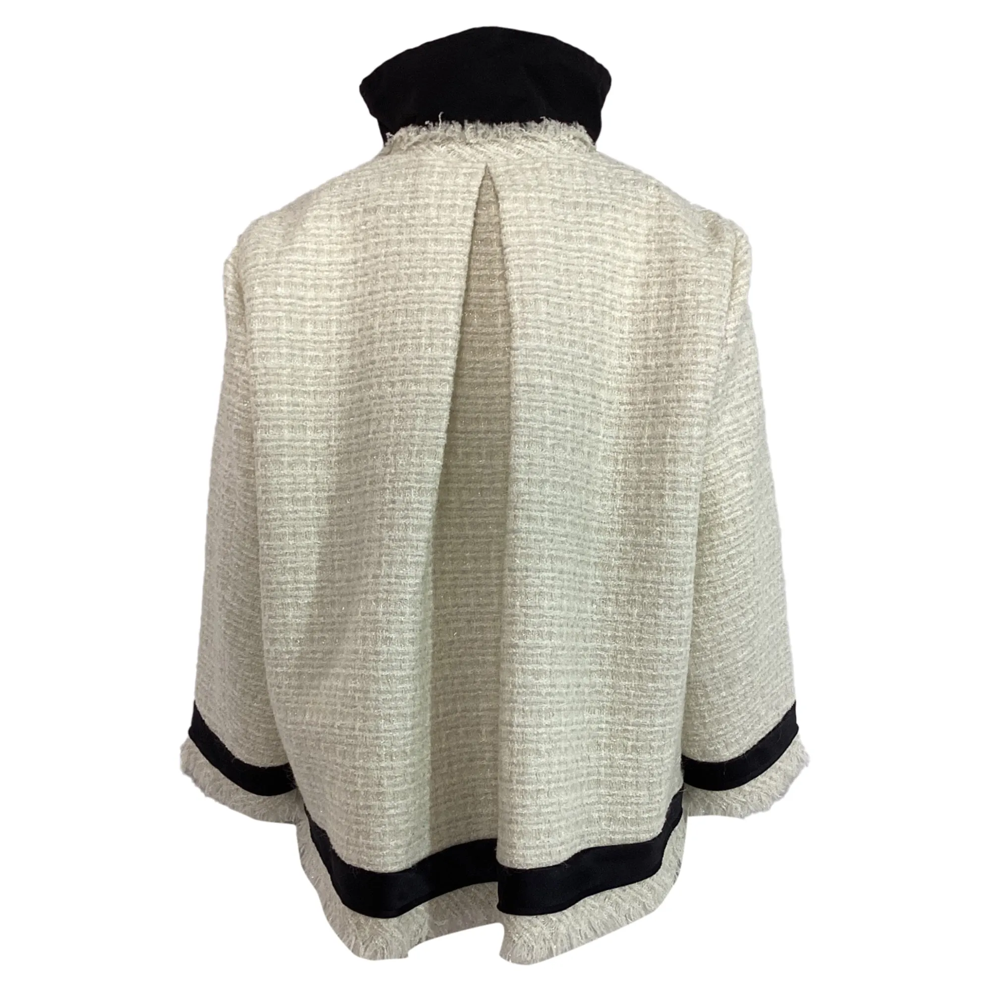 Sacai Double-Zipped Tweed Jacket in White Wool