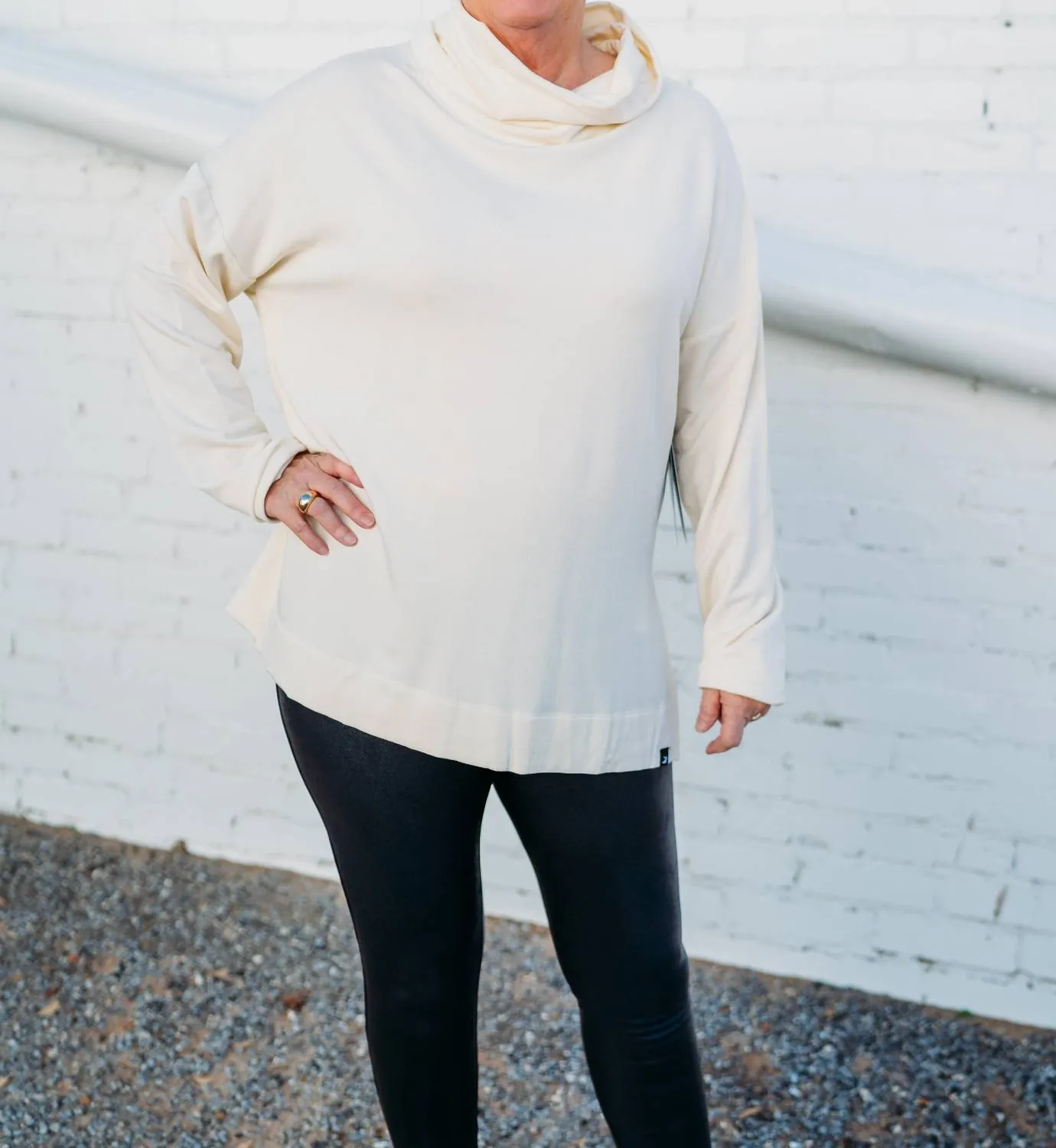 Scarf Neck Tunic In Oatmilk