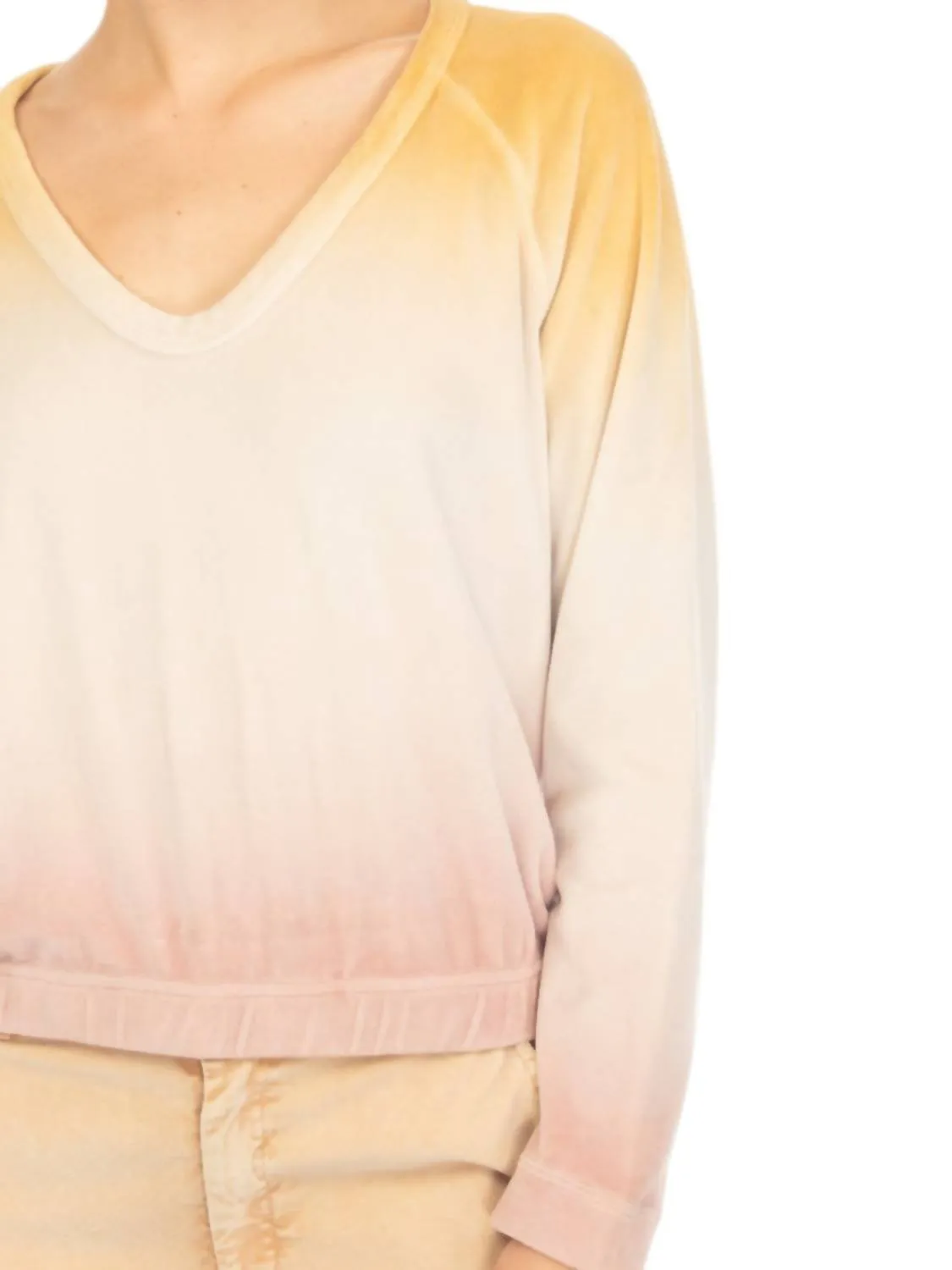 Scout Long Sleeve Raglan Sweater In Wheat/ecru/vintage Tea Rose