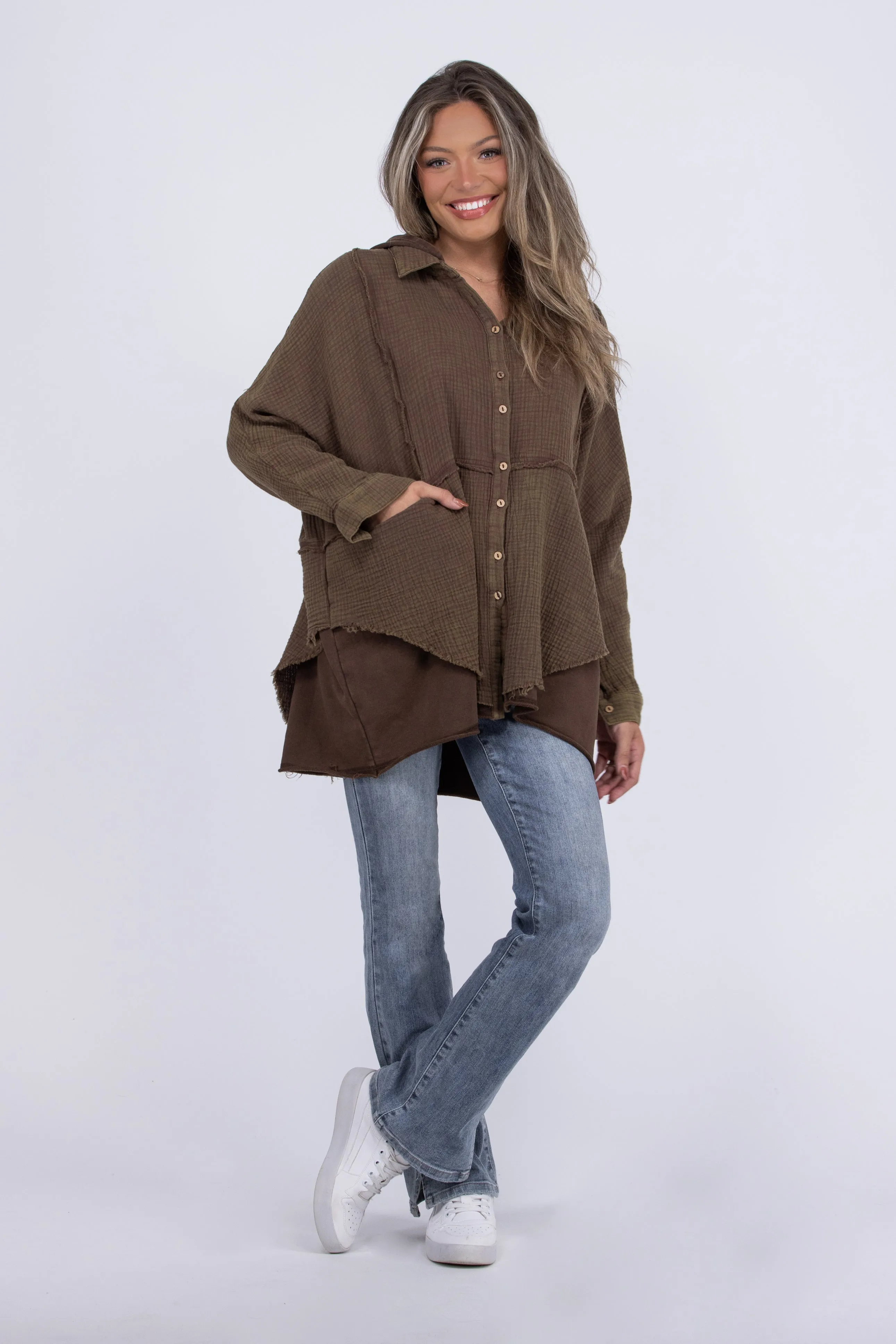 Stone Cold Women's Button Up Long Sleeve Shacket *Final Sale*